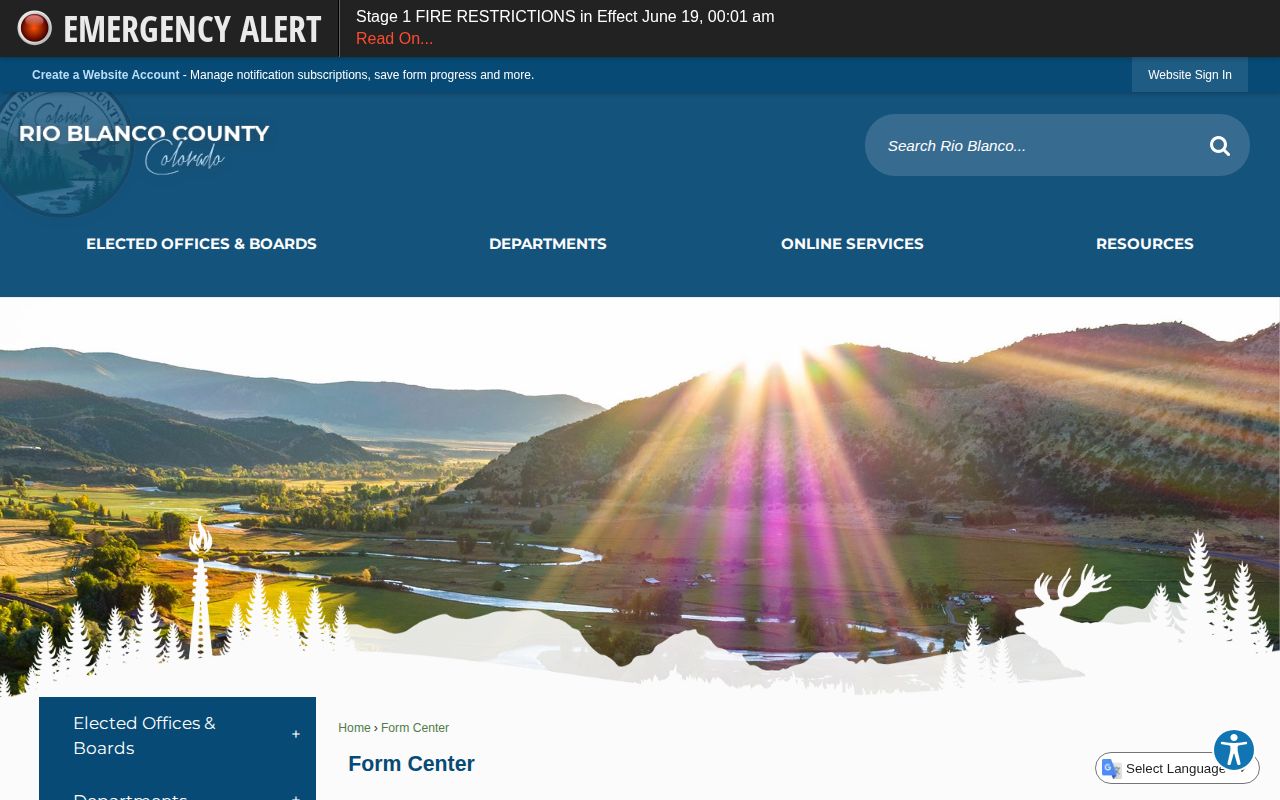Rio Blanco County release records form center context