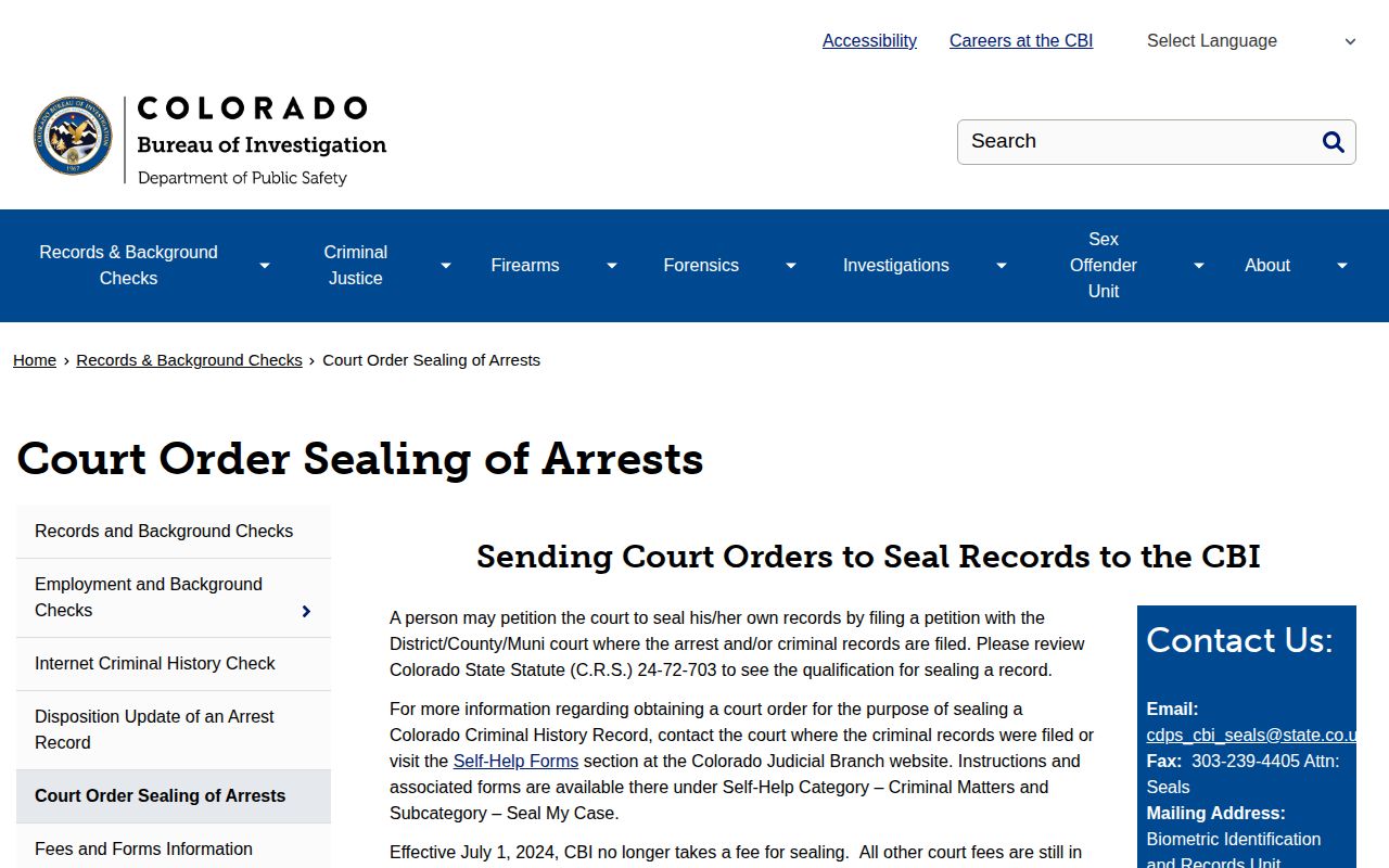 Rio Blanco County mugshots of released inmates CBI sealing arrests page